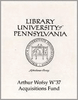 Arthur Wofsy, Class of 1937, Acquisitions Fund Bookplate