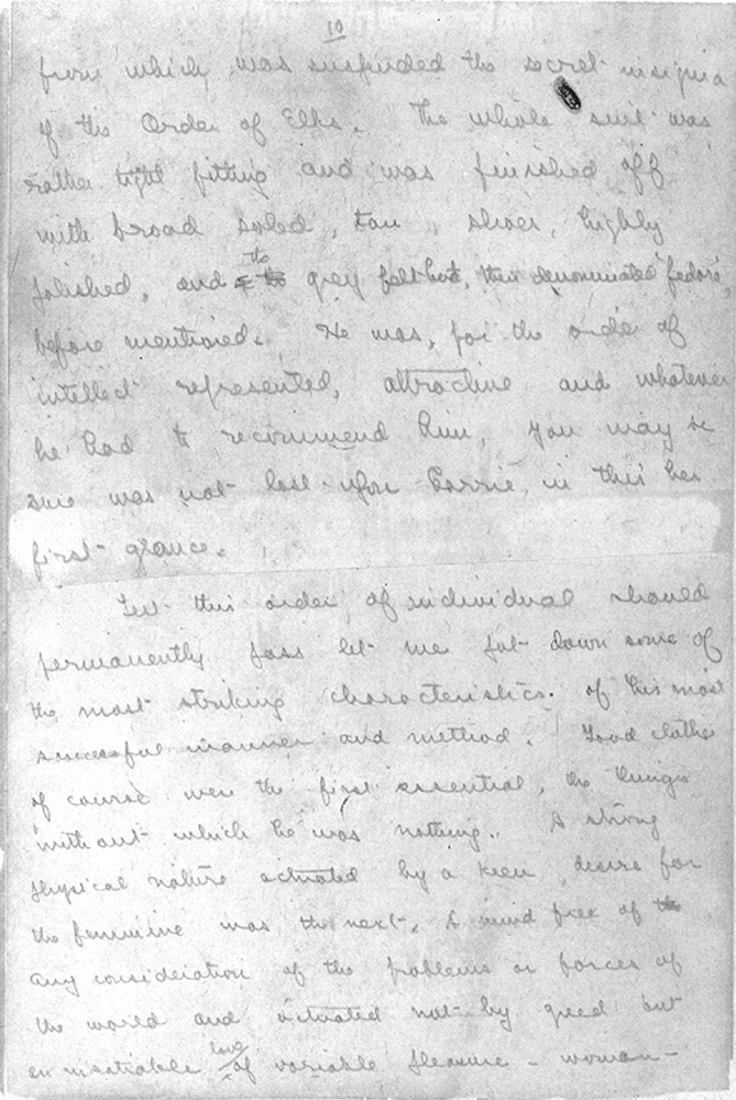 Handwritten Manuscript of Sister Carrie: Chapter I, Page 10
