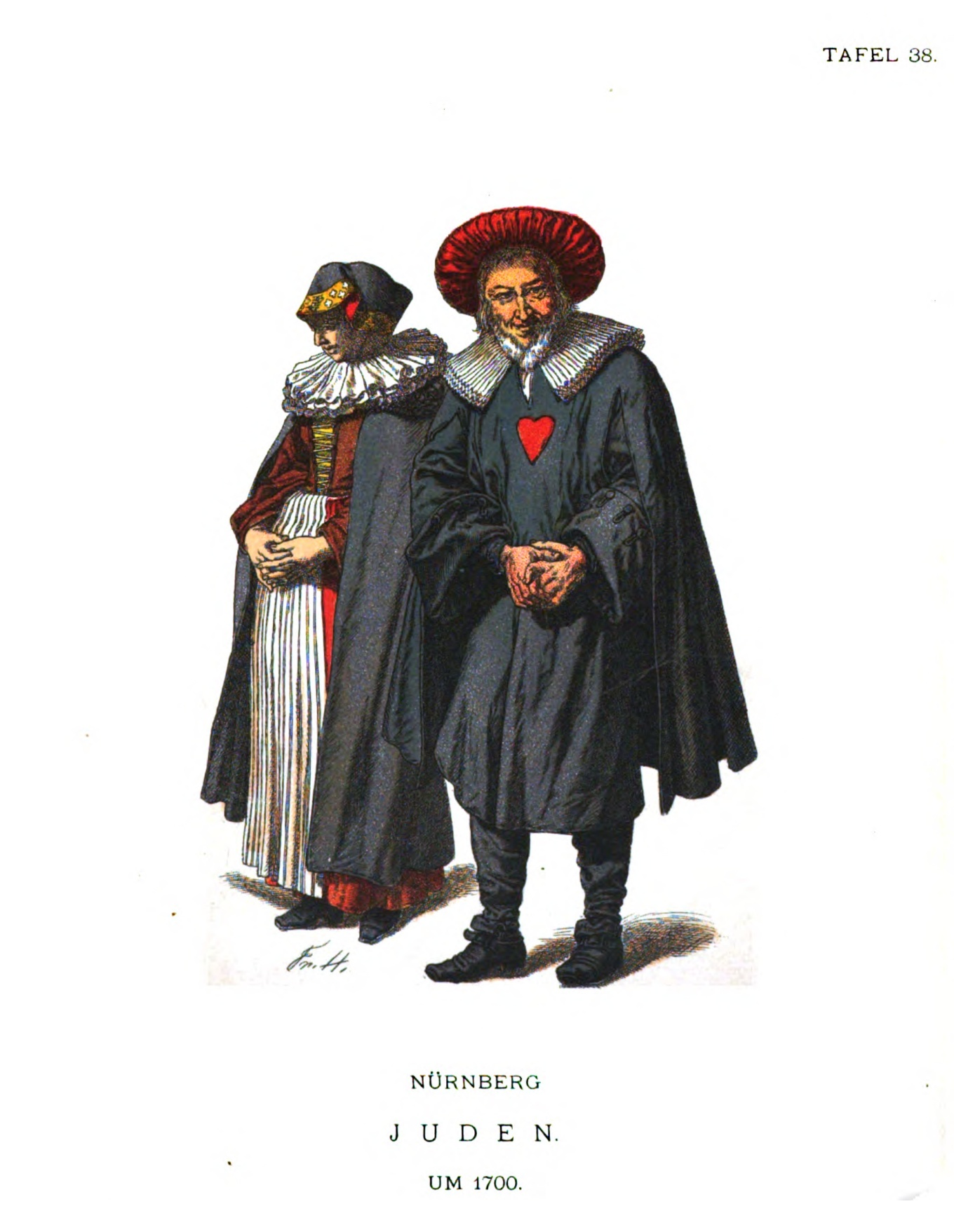1703 colored illustration of Nuremberg Jews