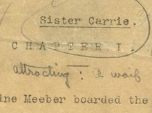 Sister Carrie, 1st typescript, chapter 1 (detail)