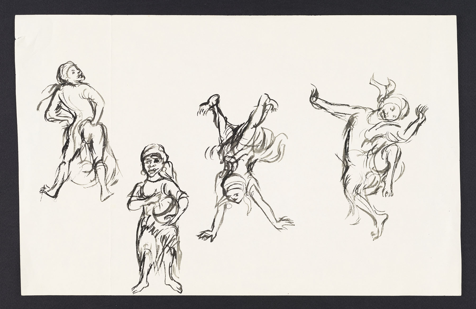 Four sketches of the Dancing Granny by Ashley Bryan
