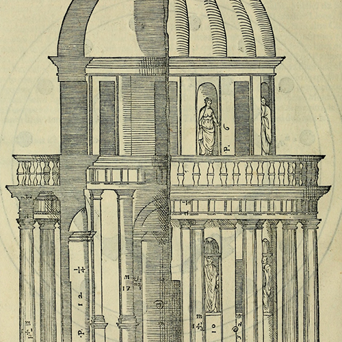 Section and facade of a cupola from I qvattro libri dell'architettvra di Andrea Palladio