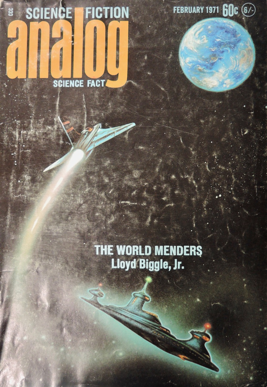 Cover illustration showing a space ship approaching the earth