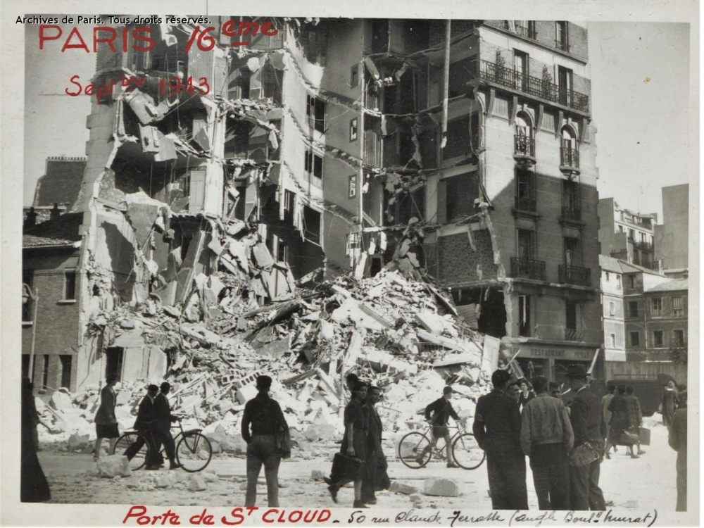 Buildings in Paris destroyed by Allied bombings