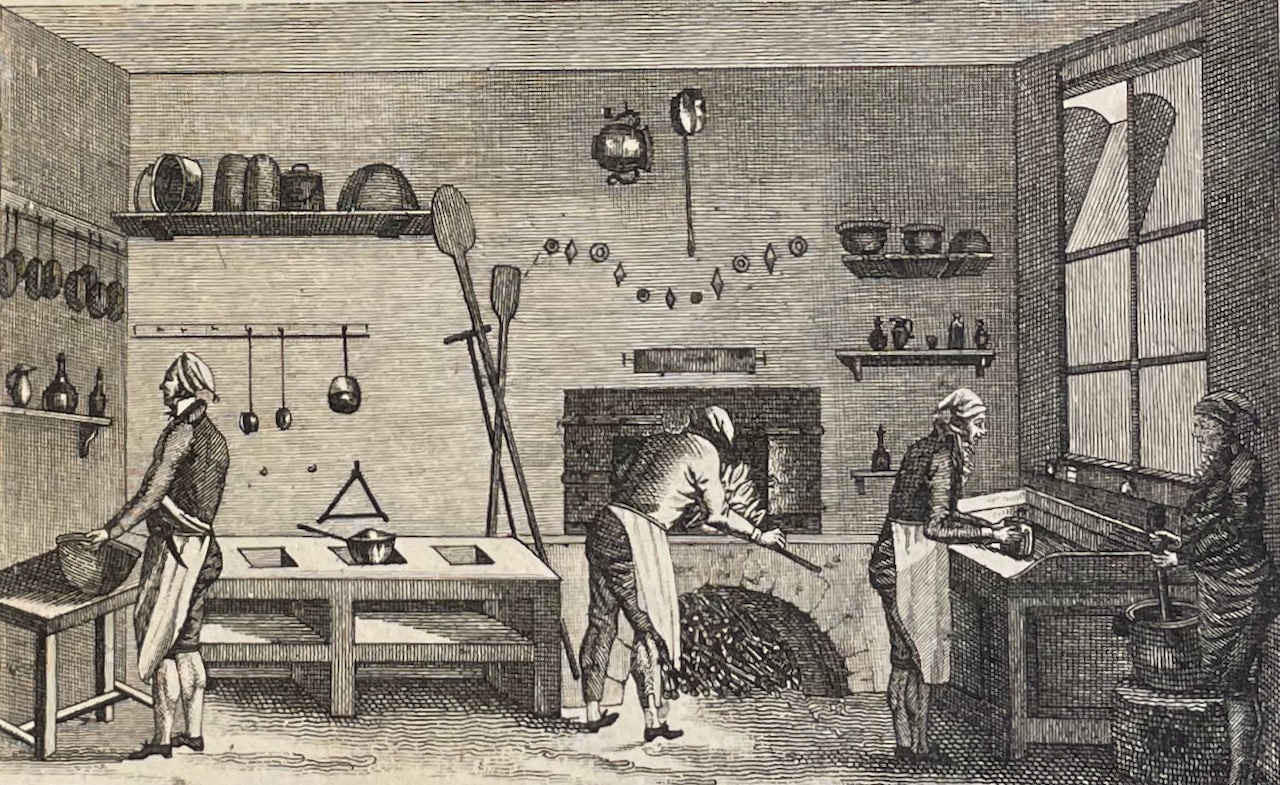 Image of a nineteenth-century kitchen, vignette to Beauvilliers