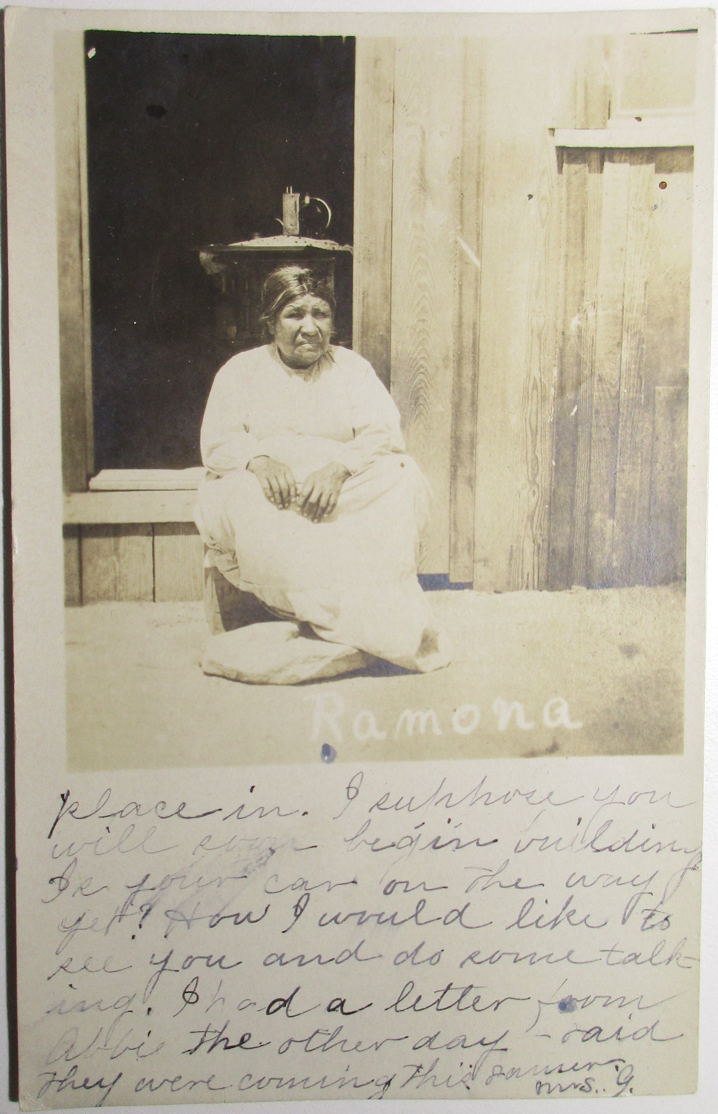 Postcard, ca. 1907-1909, with portrait of Ramona Lubo (ca. 1865-1922; photographer unknown)
