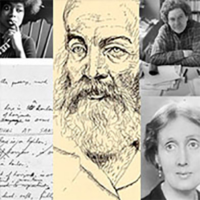 Collage showing photographs of poets including in the collection