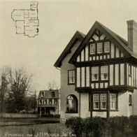 Philadelphia T Square Club, Photograph of half-timber house with plan in corner.