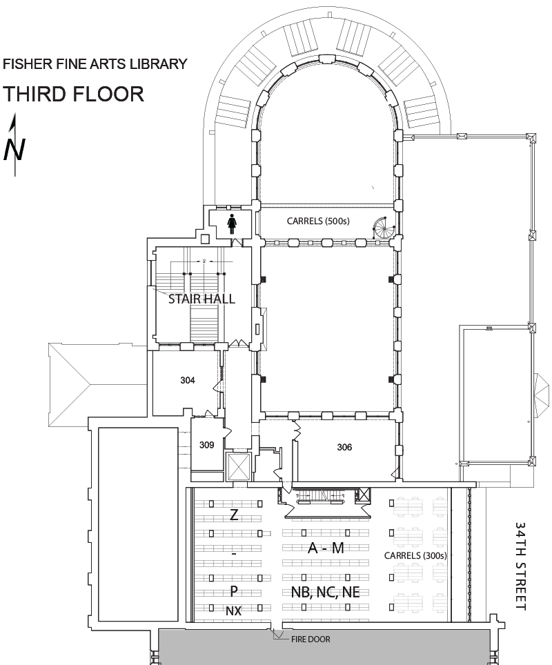 Fine Arts Library third floor plan