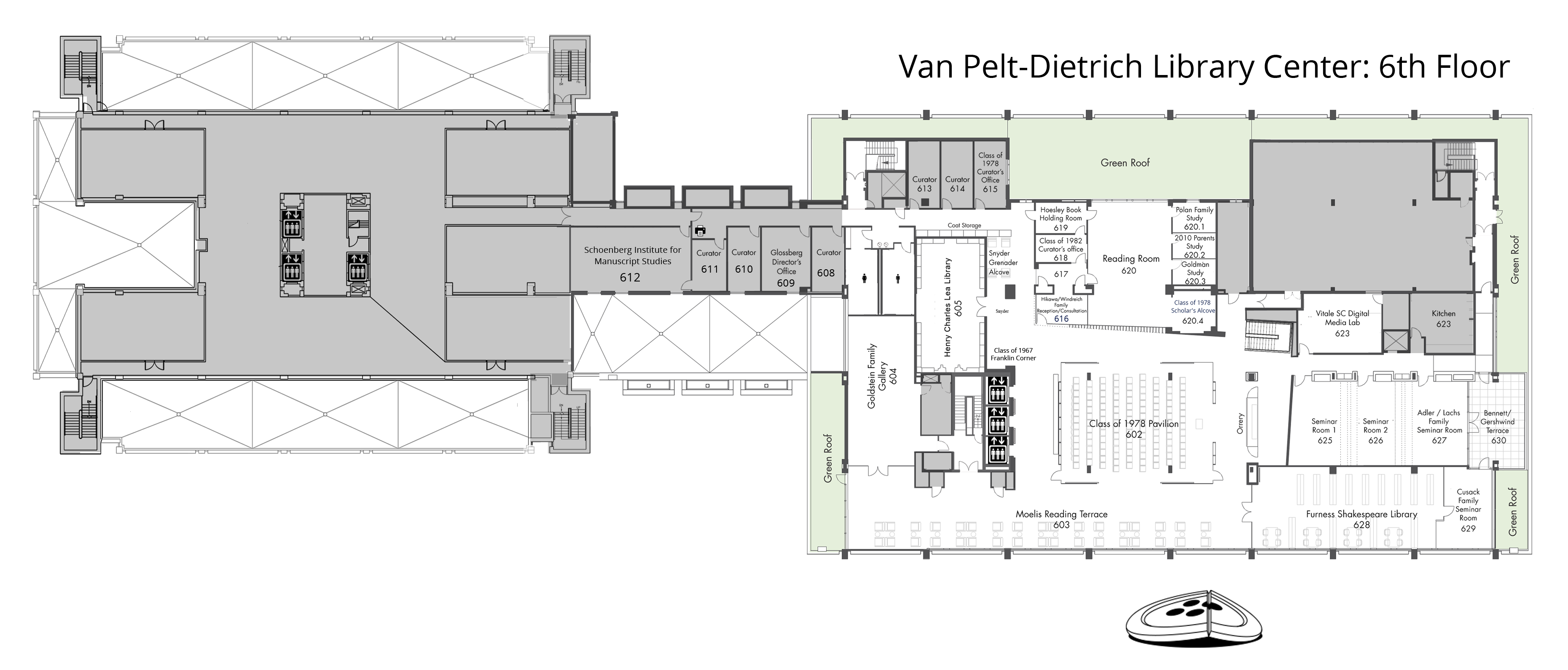 Van Pelt-Dietrich Library Center, sixth floor plan