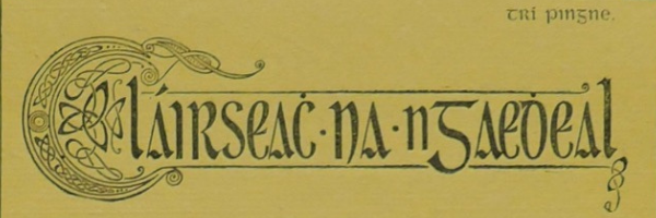 Title page of a book of songs and poems written in Irish.