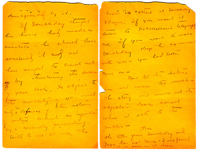 handwritten Letter from Arthur Henry to Theodore Dreiser