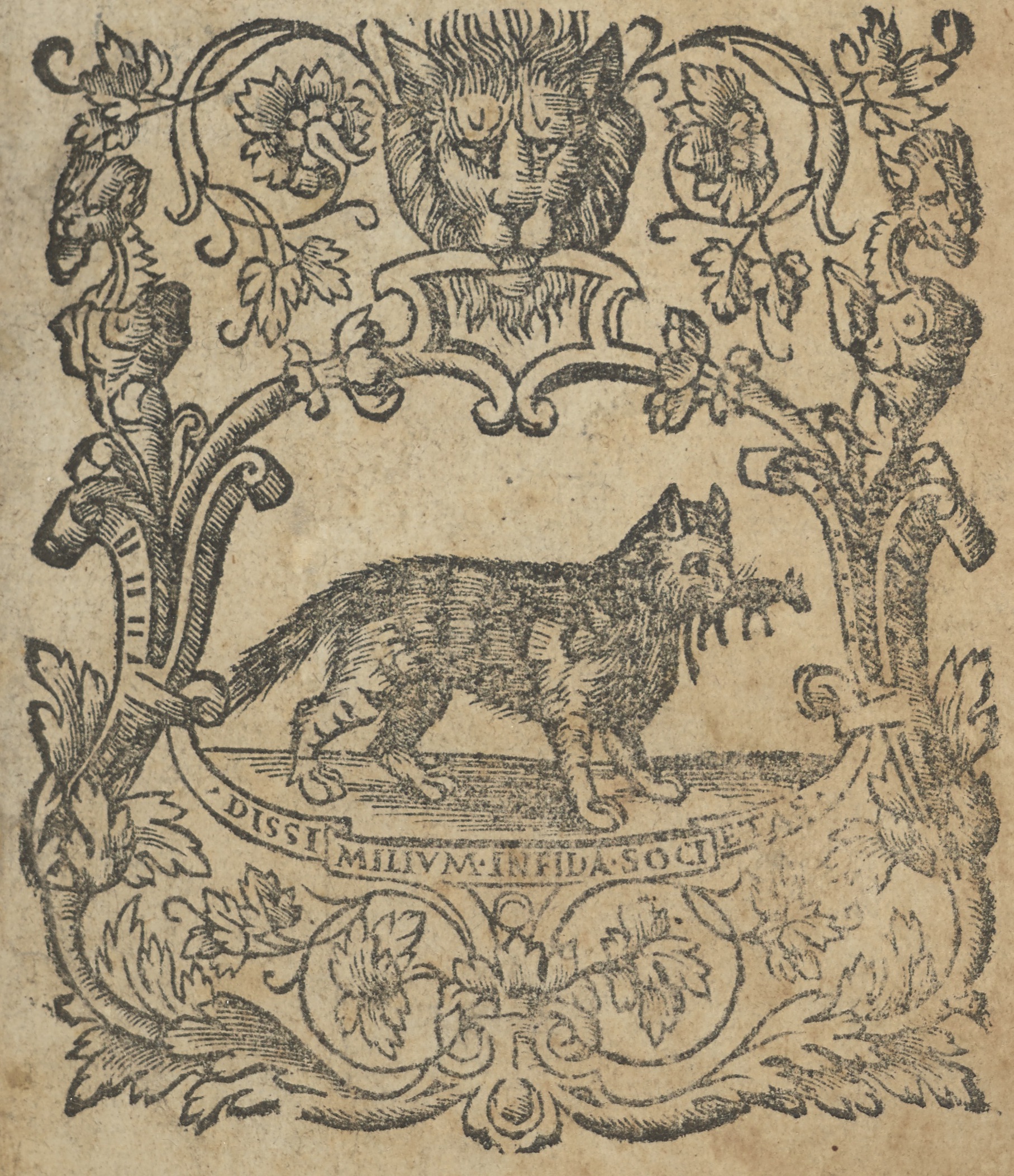 Per Giouann' Antonio de Nicolini da Sabio, [1537]), printer's mark showing a fox with its prey and the motto Dissi Milium Infida Societas