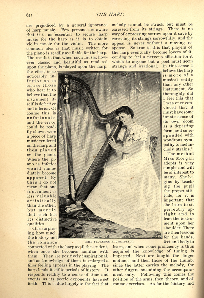 magazine interior page featuring a black and white photo of Miss Florence B. Chatield