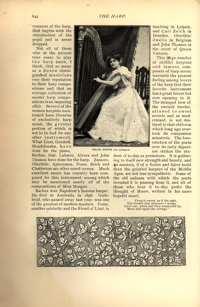 magazine interior featuring black and white photo of Edith Le Gierce