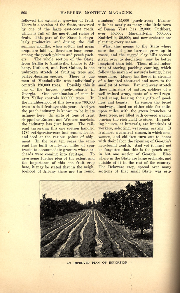 magazine interior page featuring a black and white photo of an improved plan of irrigatio