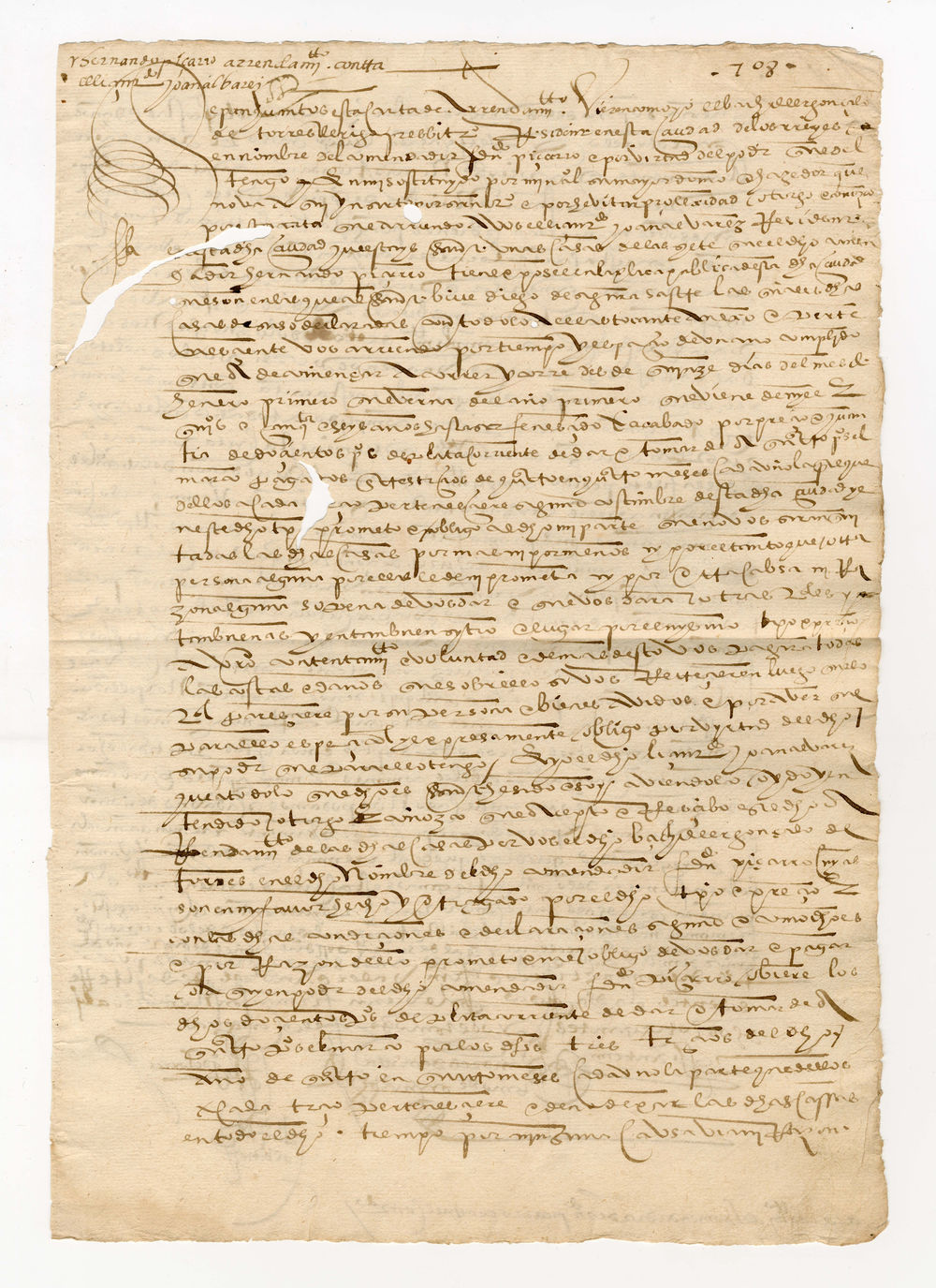 Rental contract relating to a dwelling in Lima between the converso physician Juan Alvarez and Hernando Pizarro.
