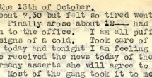 Page from the diary of David Ralston Stief describing his suffering from the 1918 influenza pandemic while stationed in France during World War I