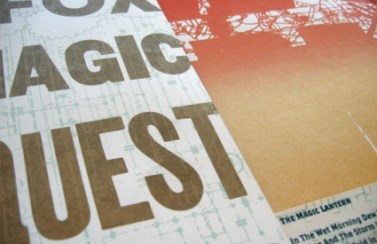 Close up of text: "magic quest"