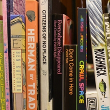 Shelf of comic books