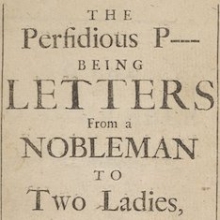 The perfidious P--- : being letters from a nobleman to two ladies (Title page)