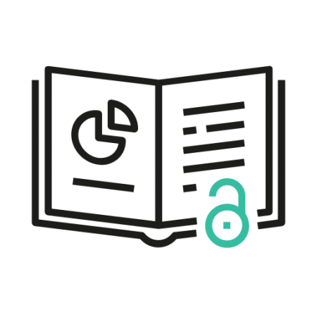 Icon of open book with open padlock