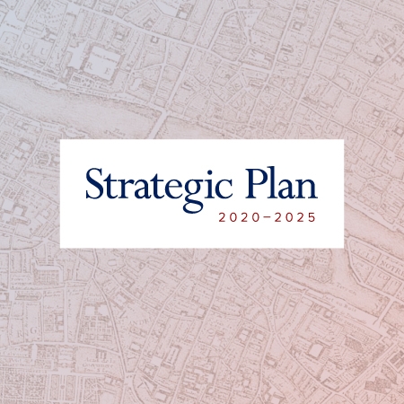 Strategic Plan 2020-2025 icon against a map image