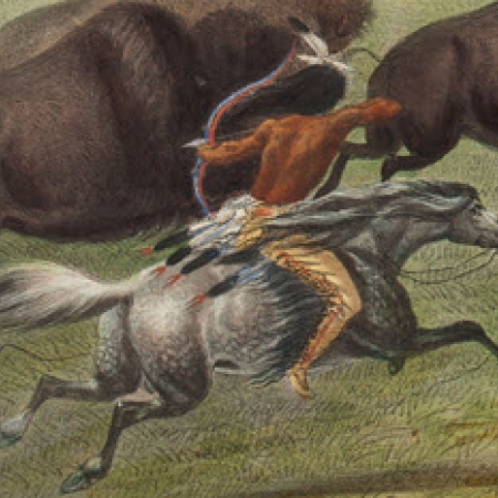 Painting of Plains Native American on horseback