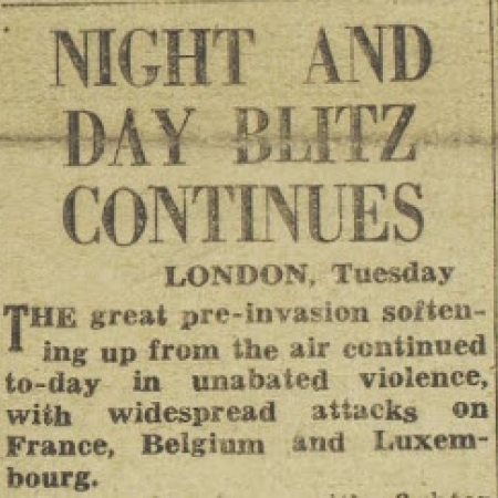 WWII-era clipping from London newspaper