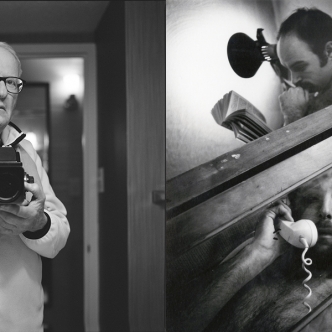 Left: Arthur Tress self-portrait; Right: Arthur Tress, "Secret Conversation, New York" (1980)
