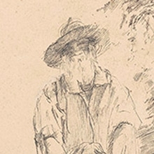 Sketch of Walt Whitman by William Wallace Gilchrist from the papers of E. Sculley Bradley