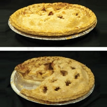 2 pies, one with a slice missing