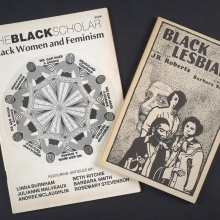 Covers of two journals, The Black Scholar and Black Lesbians, from the Joanna Banks Collection.