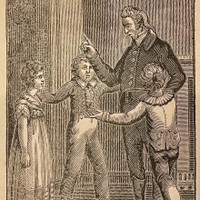 Image of father instructing children, frontispiece to Charles Atmore, Serious Advice from a Father to His Children (Philadelphia, 1819)