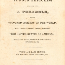 Title page of Walker’s Appeal to the Coloured Citizens of the World, third edition (Boston: 1830).