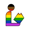 Libraries icon with colors of Philadelphia Pride Flag