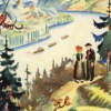 Detail of illustrated travel advertisement