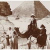Black and white photograph of Sphinx and Pyramids