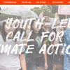 Screenshot from website showing photo of student activists with text A Youth-Led Call For Climate Action